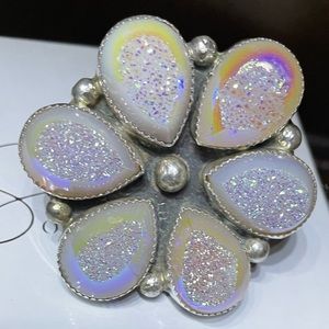 😍😍M&S STUNNING OPAL DRUZY Flower Ring💍♥️♥️